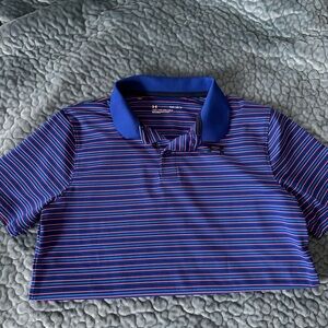 Under Armour Kids' Polo with Blue and Red Stripes